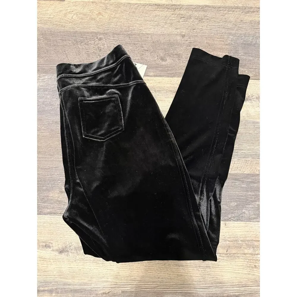 John Mark Black Velvet Leggings with Pockets Size Large NWT - Picture 1 of 4